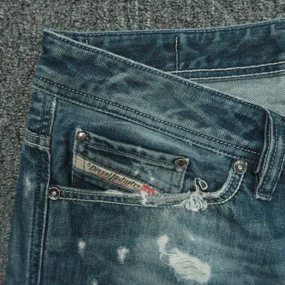 Diesel Jeans Mens 32x34 Blue Viker Straight 5 Pocket Faded Distressed